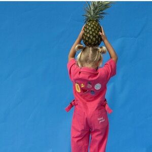 Spicy Dugong Kids Pink Tropical Overalls Boiler Suit